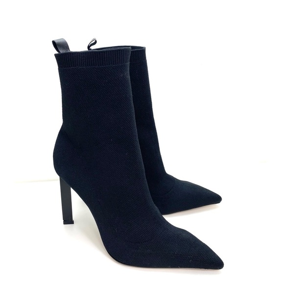 SCHUTZ Ammie Skinny Knit Socks Ankle Heel Boot in Black Size 9.5 - Picture 7 of 10